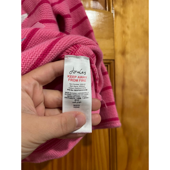 Joules Toddler Sweater 18–24M Pink Stripe Knit Pullover Star Applique Rainbow Ri - Picture 3 of 4